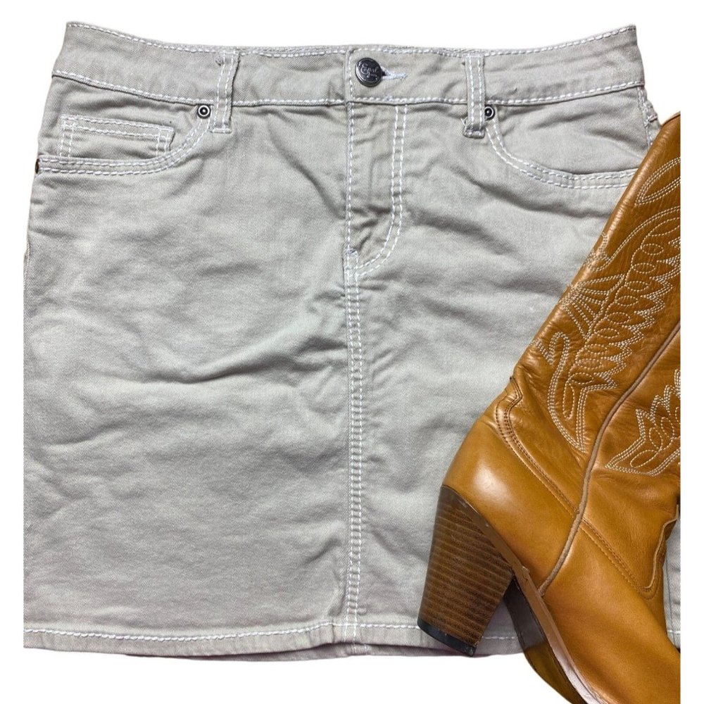 Earl Jeans cotton stretch mini pencil skirt beige cream neutral Western casual 8